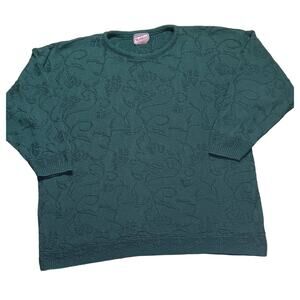 Vintage Green Mathias Made in USA Knitted 3/4 Sleeve Sweater in Size Large